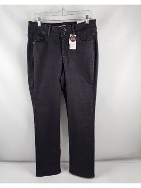 LANE BRYANT Jeans Women 14 Black Tighter Tummy High Rise Straight Leg Denim NWT